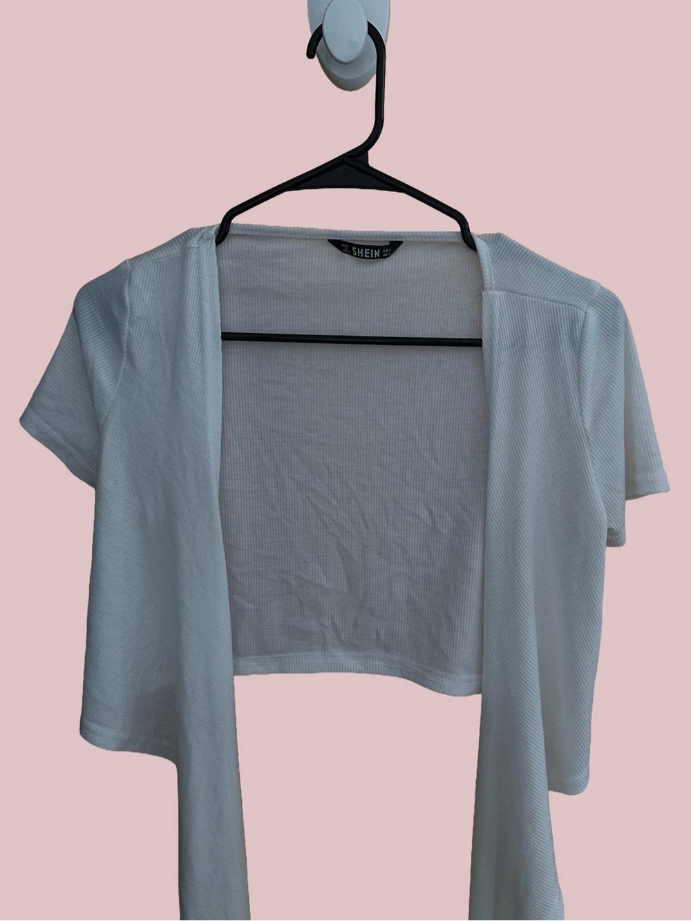 SHEIN White Cropped Open-Front Short Sleeve Shrug